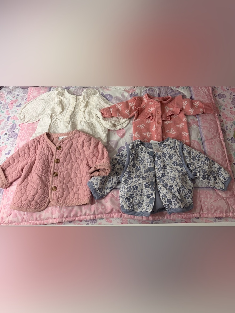 Girls' Pink Quilted Jacket & Sweater bundle